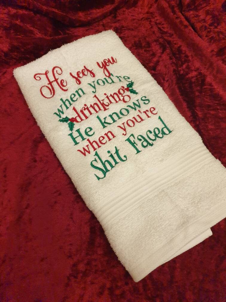 Funny Embroidered Kitchen Hand Towel: Christmas Decor (40x60cm)