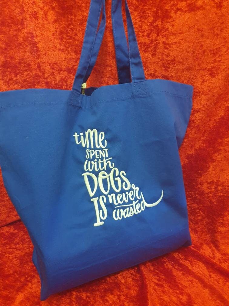 Organic Cotton Embroidered Tote Bag: Dog Lover Gift
