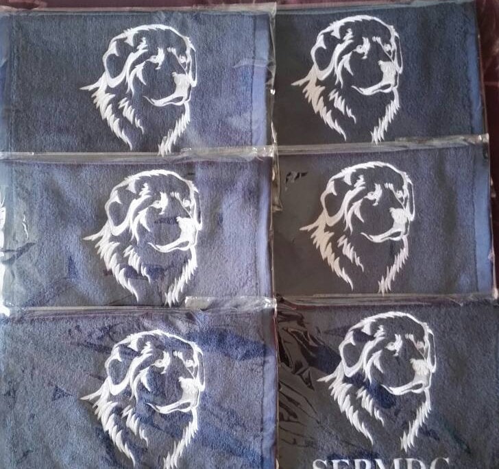 Embroidered personalised Great Pyrenees thick towel drool slobber cloth with hook