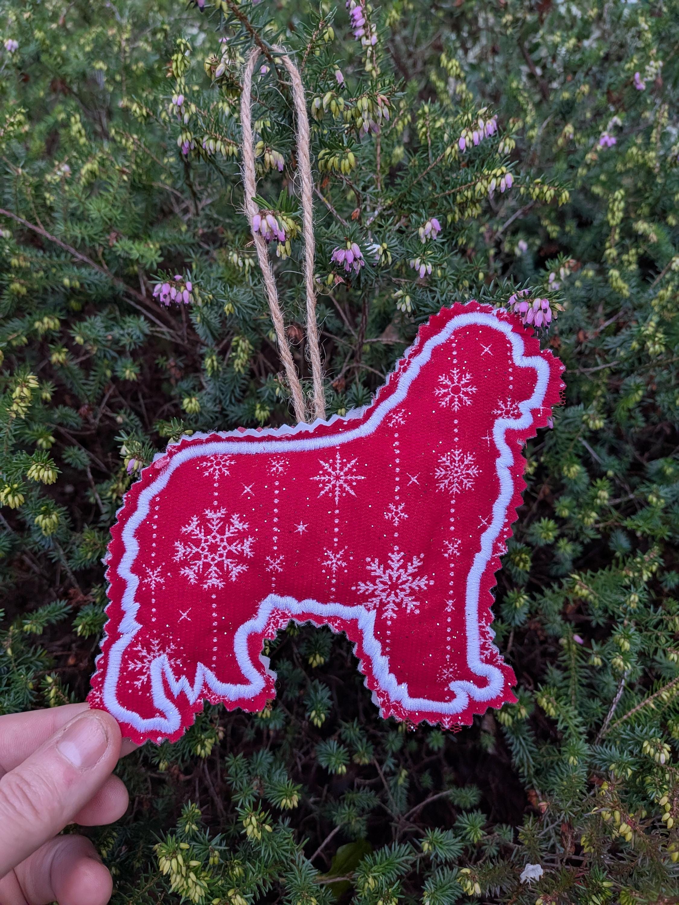 Newfoundland Christmas Tree Ornament: Glitter Fabric Dog Decoration