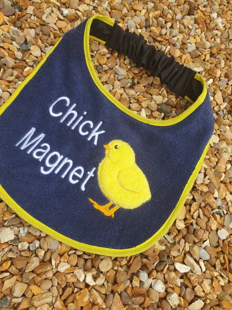 Large Breed Dog Bib: Terry Towel Slobber Bib with Chicken Applique