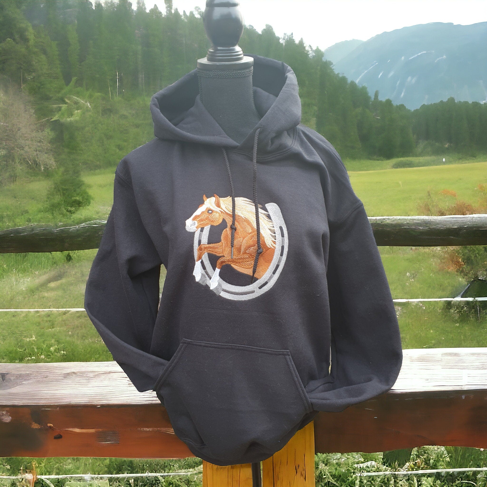 Personalized Embroidered Horse Hoodie: Equestrian Gift