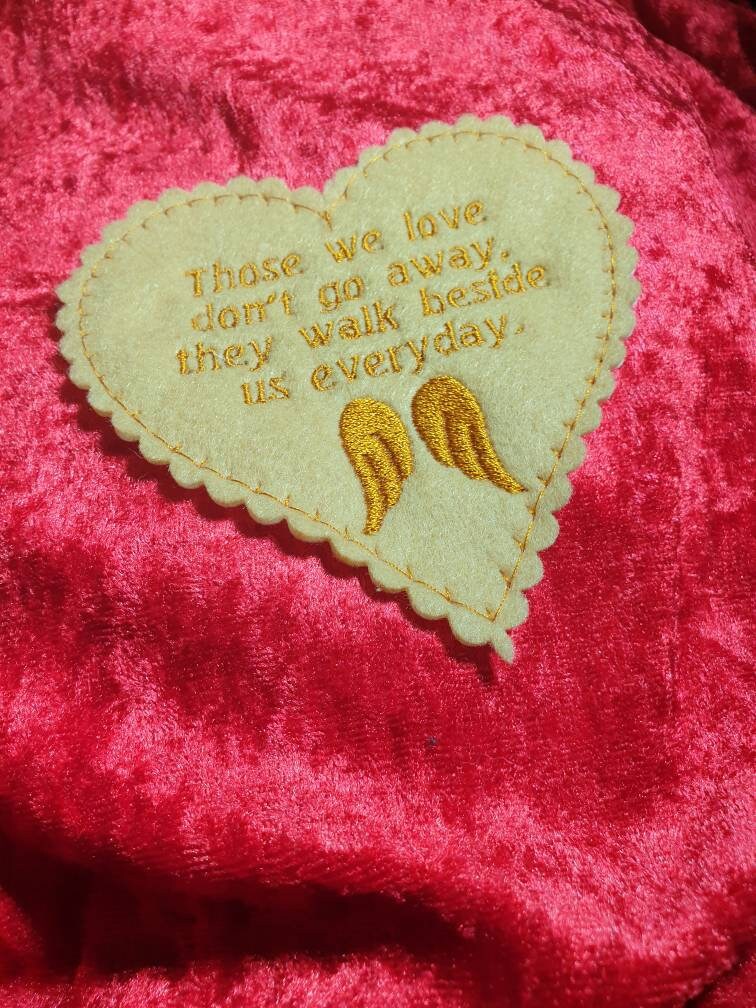 Embroidered Memory Cushion Patch: Custom Felt Heart