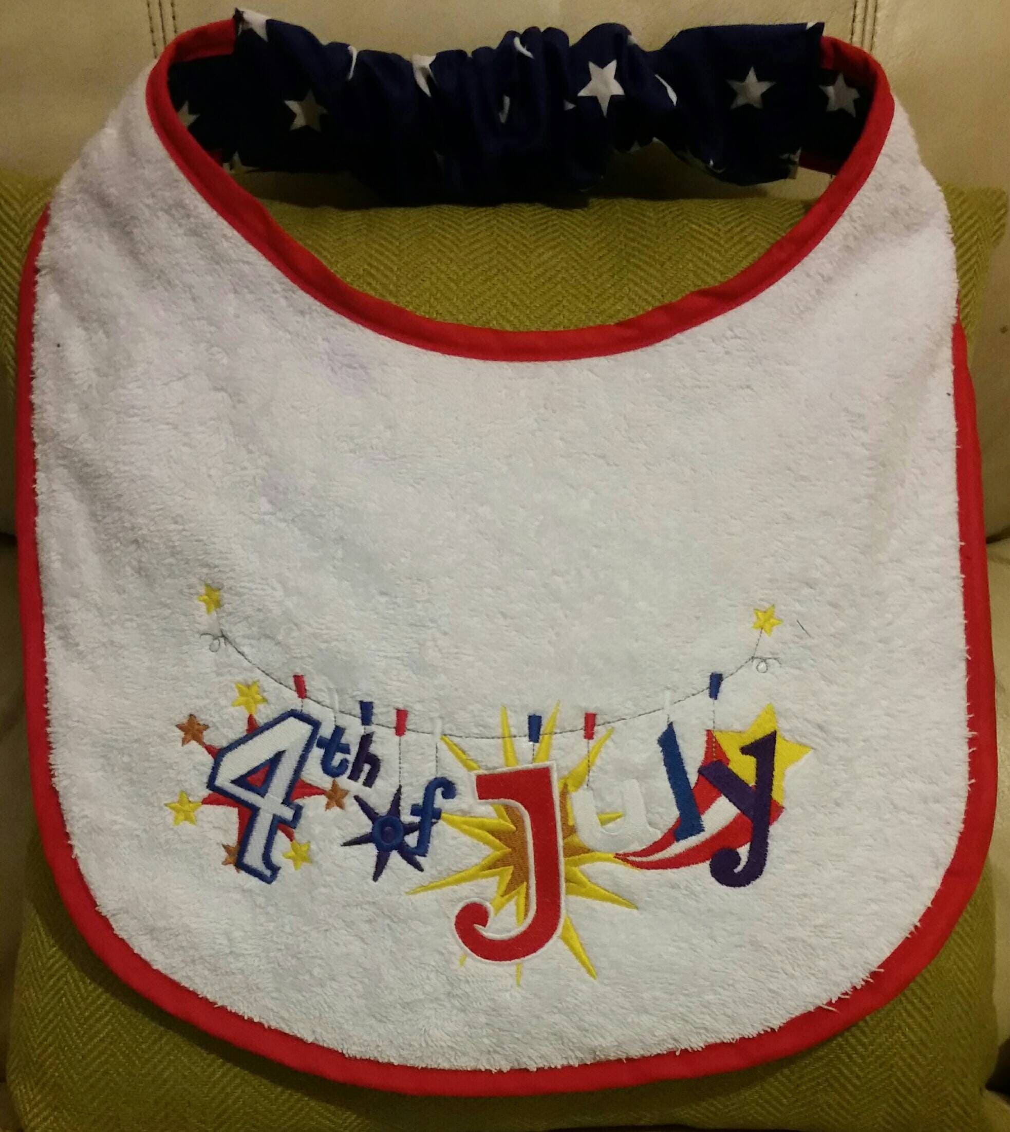 Large Breed Dog Bib: Absorbent Terry Towel, 4th of July