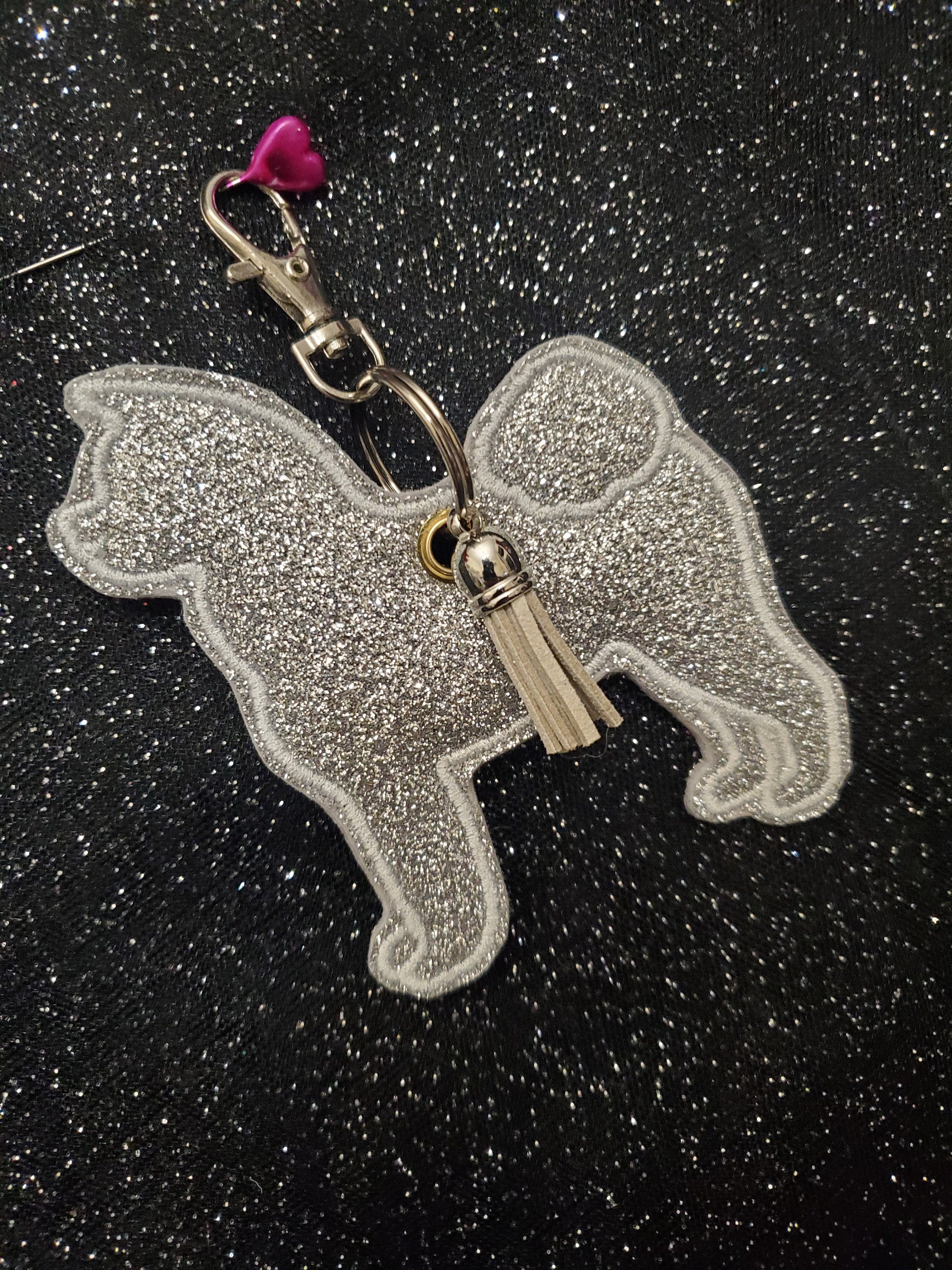 Glitter Akita Bag Charm: Handmade Vinyl Dog Keyring