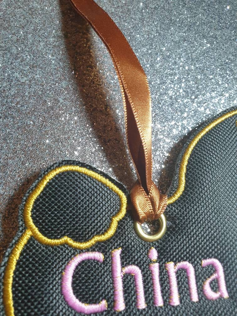 Personalized Akita Dog Ornament: Embroidered Canvas Silhouette