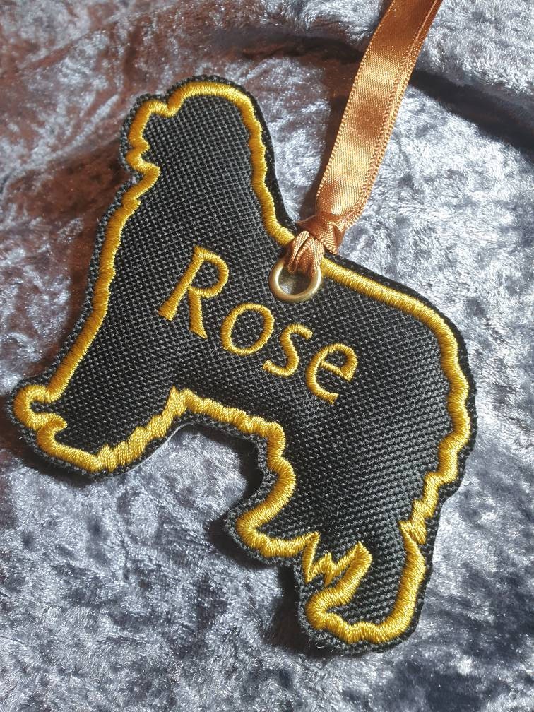 Personalized Newfoundland Christmas Ornament: Embroidered Dog Silhouette
