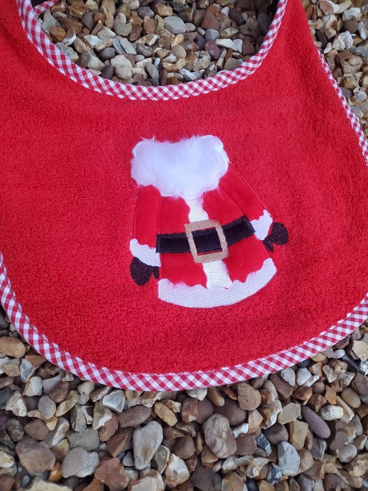 Santa Dog Bib: Large Breed Terry Towel Christmas Bib