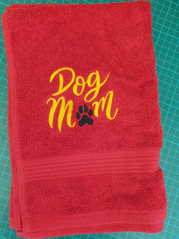Embroidered Dog Mom Towel: Personalized Cotton Novelty Gift