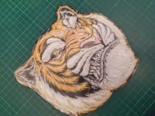 Large Tiger Head Patch: Embroidered Iron On Applique